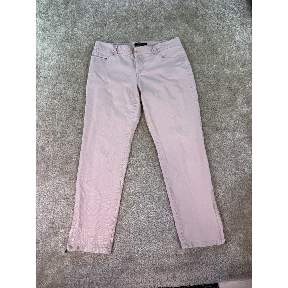 Talbots Petites Signature Cropped Pants Size 8P Beige Stretch Zip Ankles C400